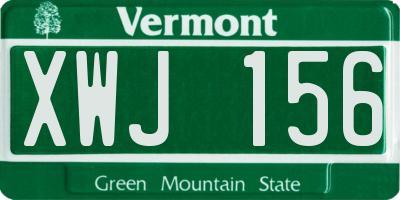 VT license plate XWJ156