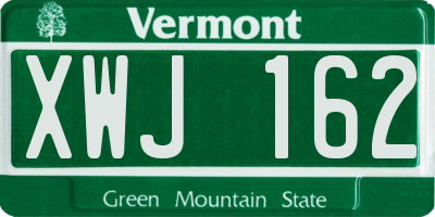 VT license plate XWJ162