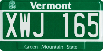 VT license plate XWJ165