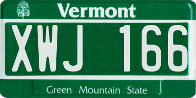 VT license plate XWJ166