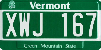 VT license plate XWJ167