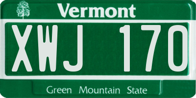 VT license plate XWJ170