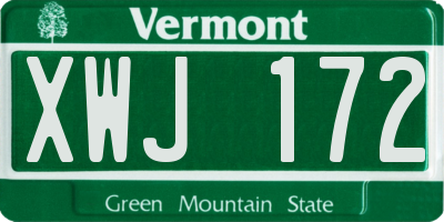 VT license plate XWJ172