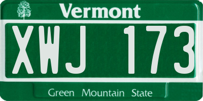 VT license plate XWJ173