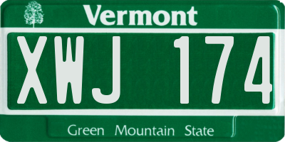 VT license plate XWJ174