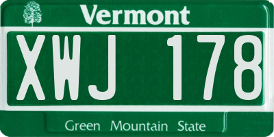 VT license plate XWJ178