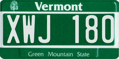 VT license plate XWJ180