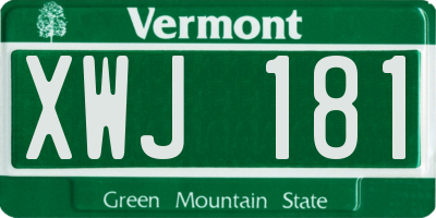 VT license plate XWJ181