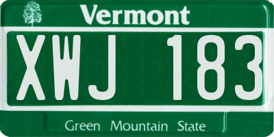 VT license plate XWJ183