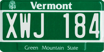 VT license plate XWJ184