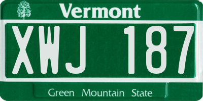 VT license plate XWJ187