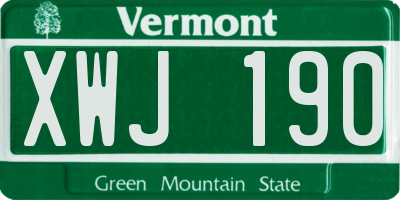 VT license plate XWJ190