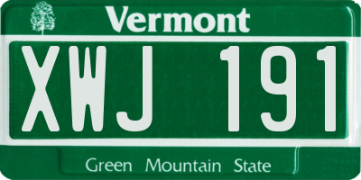 VT license plate XWJ191