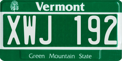 VT license plate XWJ192