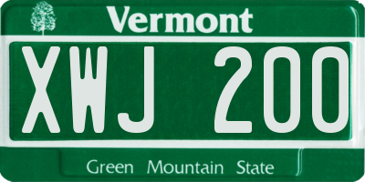 VT license plate XWJ200