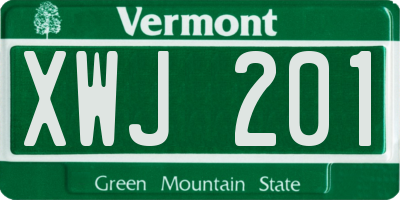 VT license plate XWJ201