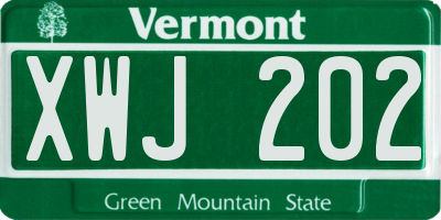VT license plate XWJ202