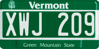 VT license plate XWJ209