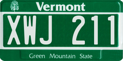 VT license plate XWJ211