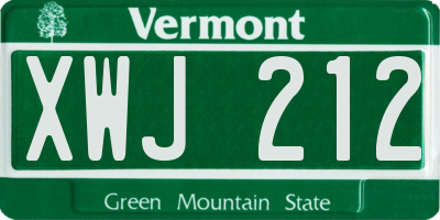 VT license plate XWJ212