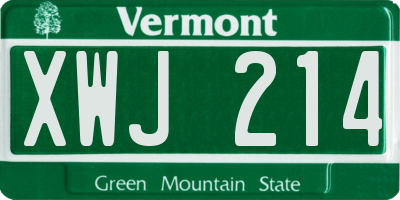 VT license plate XWJ214