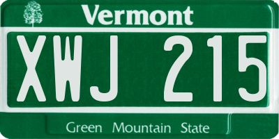 VT license plate XWJ215