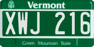 VT license plate XWJ216