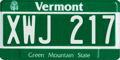 VT license plate XWJ217