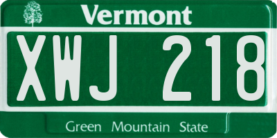 VT license plate XWJ218