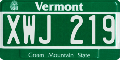VT license plate XWJ219