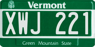 VT license plate XWJ221