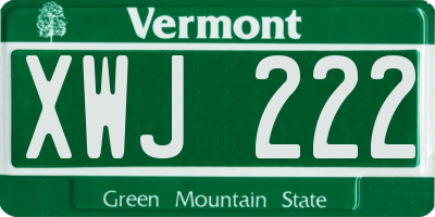 VT license plate XWJ222