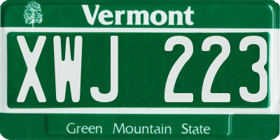 VT license plate XWJ223