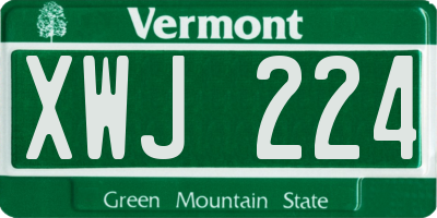 VT license plate XWJ224