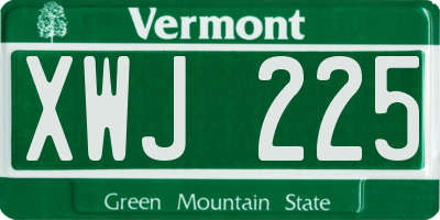VT license plate XWJ225
