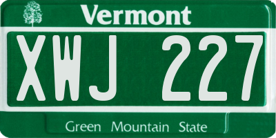 VT license plate XWJ227