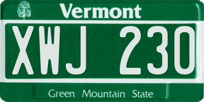 VT license plate XWJ230