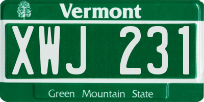 VT license plate XWJ231