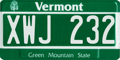 VT license plate XWJ232