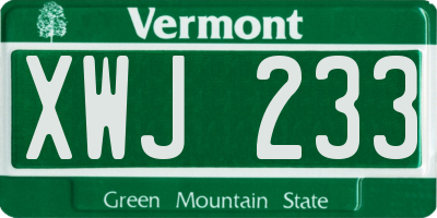 VT license plate XWJ233