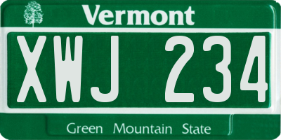 VT license plate XWJ234