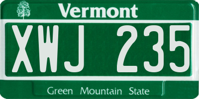 VT license plate XWJ235