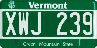 VT license plate XWJ239