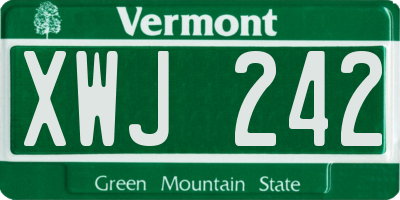VT license plate XWJ242