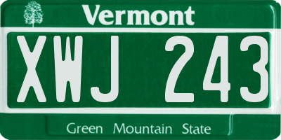 VT license plate XWJ243