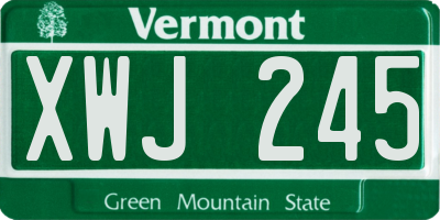 VT license plate XWJ245