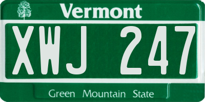 VT license plate XWJ247