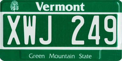 VT license plate XWJ249