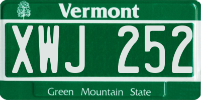 VT license plate XWJ252