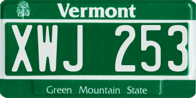VT license plate XWJ253